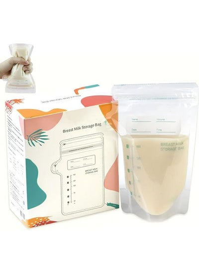 Buy Breastmilk Storage Bags,60PCS,BPA Free,Pre-Sterilized,Double Zipper Seal Design,Refrigerated and Freezable,For New Moms (200ml) in Saudi Arabia