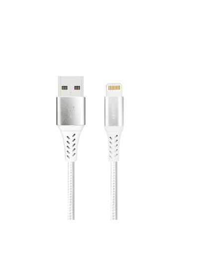 Buy LEVORE 1M Nylon Braided USB A to Lightning Cable White in UAE