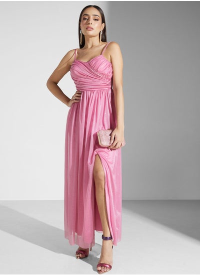 Buy Strappy Shimmer Dress With Slit in UAE