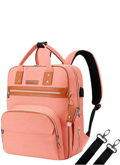 Buy 2 In 1 Diaper Bag with Sanitizer Bottle keychain And Stroller Hooks - Pink in UAE