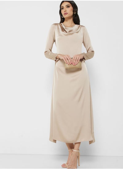 Buy Cowl Neck Satin Dress in UAE