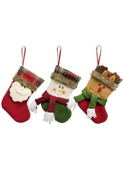 Buy 3-Piece Christmas Themed Hanging Stocking Ornament Set Multicolour 19x10centimeter in UAE