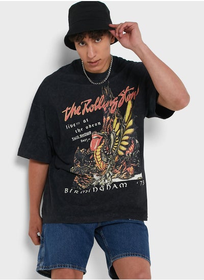 Buy Topman Extreme Oversized T-Shirt With Rolling Stone in UAE