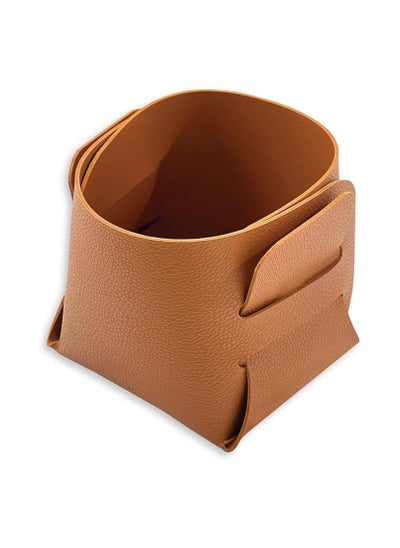 Buy Leather Storage Basket (Caramel Small) in UAE