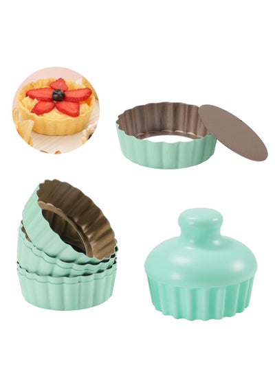 اشتري Tart Pan Removable Bottom Set Nonstick Mini Pie Pans for Baking, Quiche Bakeware, Cheesecakes, Desserts & More for Oven & Instant Pot Baking Includes 6 Pie Pans and 1 Press Tamper في الامارات