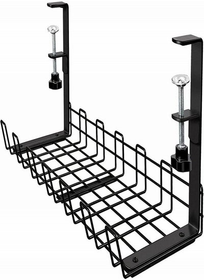 Buy Under Desk Cable Management Tray, Upgraded Wire Management No Drill No Screws, Cable Tray with Clamp for Desk Wire Management, Computer Cable Rack for Office, Home No Damage to Desk in UAE