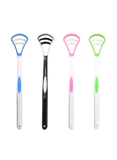 Buy 4-Piece Tongue Scraper for Adults Kids for Oral Cleaning and Reducing Bad Breath in Saudi Arabia