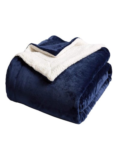 Buy Sherpa Fleece Blanket, Super Soft King Size Fleece Throw Blankets, Warm Cozy Plush Reversible Fleece Bed Blanket For Couch, Bed And Sofa, 200x230cm - Navy Blue in UAE