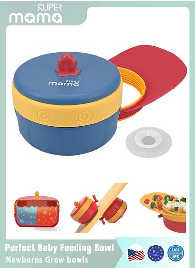 اشتري Baby feeding bowl with suction and lid cute lunch box for kids school to keep cold or hot toddler tableware gifts في الامارات