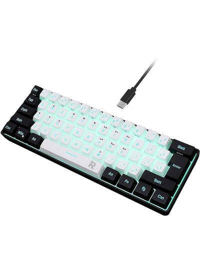 اشتري 60% Wired Gaming Keyboard Rgb Backlit Ultra Compact Mini Keyboard Waterproof Small Compact 61 Keys Keyboard For Pc Mac Gamer Typist Travel Easy To Carry On Business Trip Black White في السعودية