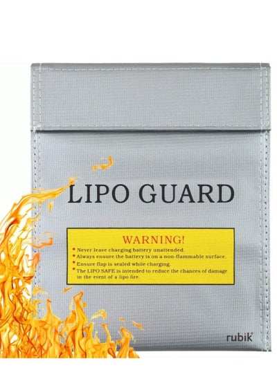 Buy Fireproof Lipo Safe Bag, Fire Retardant Lipo Bag for Charging and Storage (23x18cm) Silver in UAE