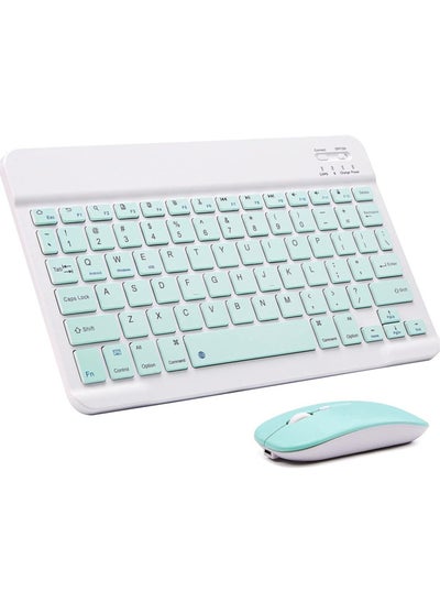 اشتري Arabic and English Bluetooth Keyboard and Mouse Combo, Ultra-Slim Portable Compact Wireless Mouse Keyboard Set for IOS Android Windows Tablet Phone iPhone iPad Pro Air Mini في الامارات