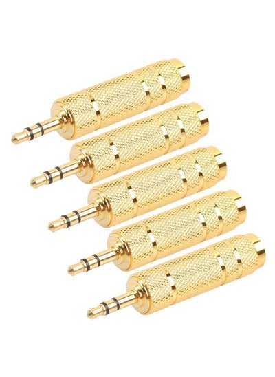 Buy 5-Piece Of Male Stereo Audio Adapter Headphone Jack Set Gold in UAE