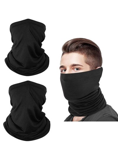 Buy 2 Pieces Sun UV Protection Face Mask Breathable Outdoor Cycling Neck Scarf Set Black in Saudi Arabia