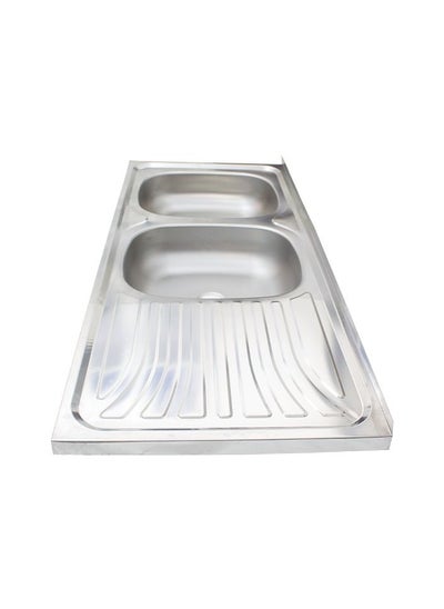 Buy Double kitchen sink stainless steel, Left side, 50x120 cm in Saudi Arabia