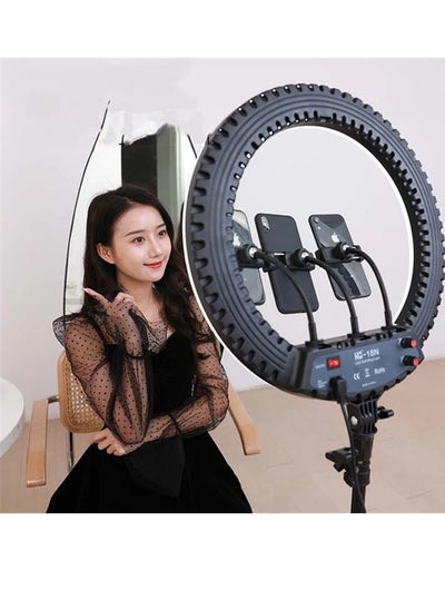 Buy HQ-18N LED Ring Light For Vlogging Photography And Video Shooting With Remote Control Phone Clamp And  Tripod Mount in UAE