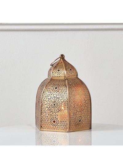 Buy Isaba Antique Brass Metal Decorative Lantern 17 x 21 x 17 cm in Saudi Arabia