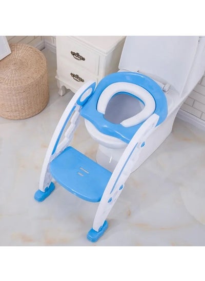 اشتري Children's Toilet Trainer, Potty Toilet Seat Baby Toddler Children's Toilet Trainer with Step Ladder for Boys and Girls في الامارات