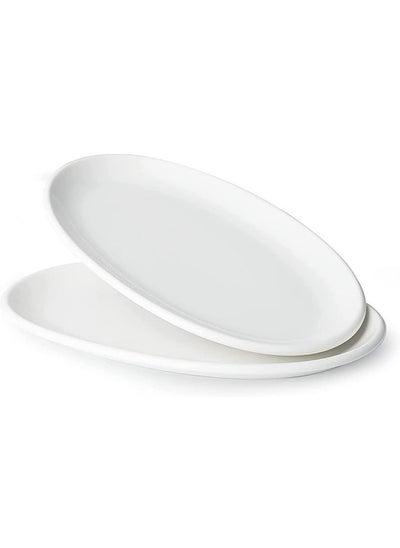 Buy 14" Large Serving Platters, Oval Serving Plates, White Porcelain Platters Oven Safe, Dinner Plates Serving Dishes for Entertaining, Party, Meat, Appetizers, Dessert, Set of 2, White in UAE