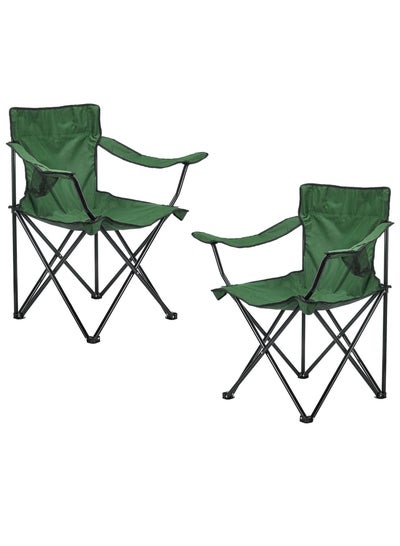 Buy Folding Beach Chair Foldable Camping Chair with Carry Bag for Adult, Lightweight Folding High Back Camping Chair for Outdoor Camp Beach Travel Picnic Hiking (2, Green) in UAE