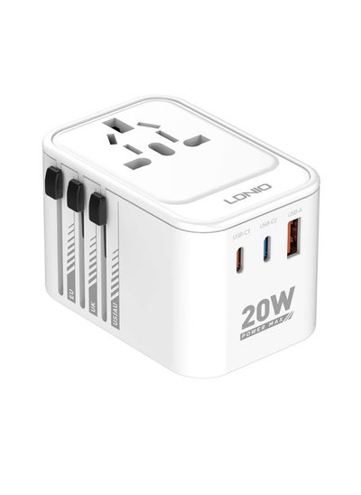 اشتري Universal Travel Adapter 20W International Plug Adapter With USB 2 Type C Fast Charging All In One Worldwide Wall Charger UK US AUS EU في الامارات