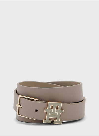 Buy Monogram Detailed Leather Belt in Saudi Arabia