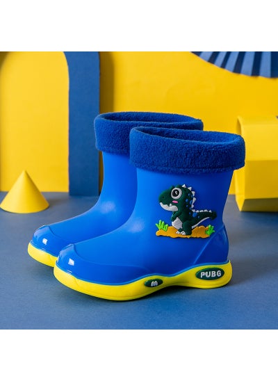 اشتري Four Seasons Childrens Rain Boots Womens Fleece-lined Warm Detachable Water Shoes Non-slip Waterproof Rain Boots Young Childrens Small and Medium-sized Childrens Boys BootsBlue [plus velvet]] Blue [plus velvet]] في السعودية