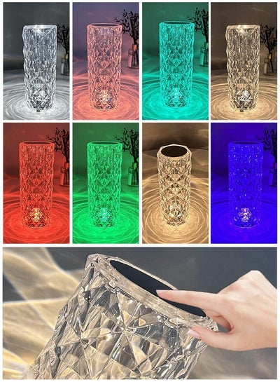 Buy USB Touch Crystal Rose Table Lamps RGB 16 Colors 21x9x9cm in UAE