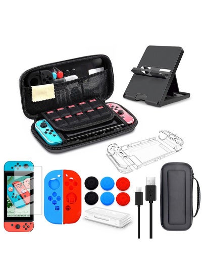 Buy 13 in 1 Travel Carry Case Accessories for Nintendo Switch, Include Screen Protector, Protective Cover Case, Data Cable, Game Case,Kickstand and Thumb Grip Caps in Saudi Arabia
