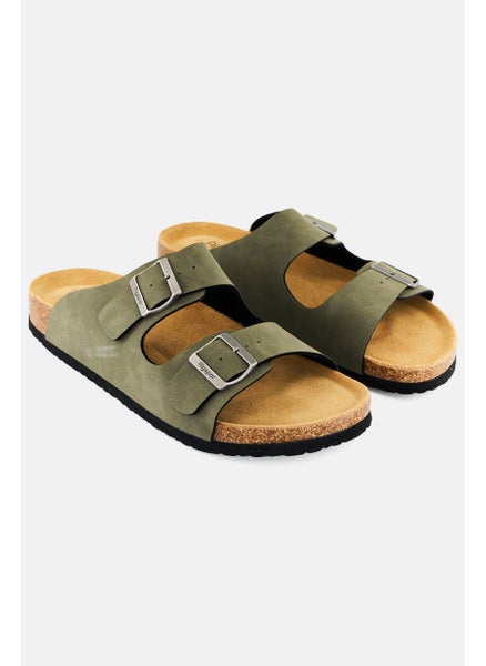 اشتري Men Buckle Slip On Cork Sandals, Green Khaki في السعودية