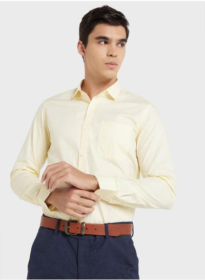 Buy Pure Cotton Formal Shirt With Full Sleeve & Semi Cutaway Collar in Saudi Arabia