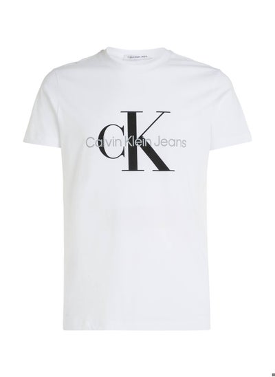 Buy Men's Core Monogram Slim T-shirt, Cotton, White in Saudi Arabia