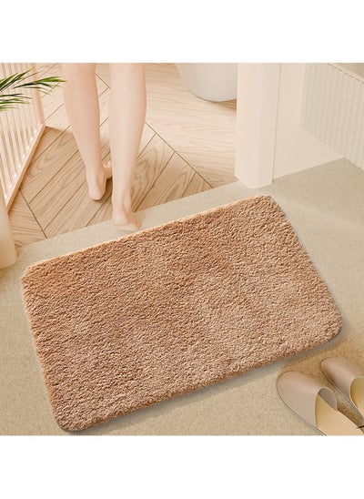 اشتري Bathroom Rugs Bath Mat 40 BY 60 CM Non-Slip Fluffy Soft Plush Microfiber Shower Carpet Rug Machine Washable Quick Dry Ultra Bath Mats for Tub Bathroom and Shower Beige. في الامارات