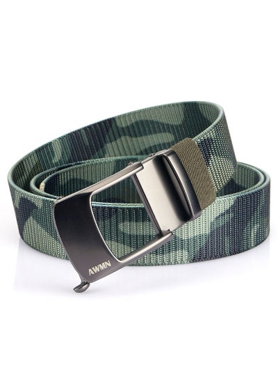 Buy New Mens Casual Simple Nylon Braided Belt New Design Automatic Buckle Toothless Adjustable Cuttable BeltGrassland camouflage Grassland camouflage in Saudi Arabia