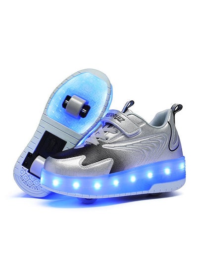 Buy LED Flash Light Sneaker Skate Shoes with Wheels USB Charging Roller Skates Shoes for Kids in Saudi Arabia