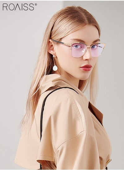 Buy Women's Blue Light Blocking Glasses Blue Light Filter Computer Reading Gaming TV Phones Glasses Fashion Cat Eye Eyewear Decorated with Rhinestones Anti Eyestrain Headache Black Gold in Saudi Arabia