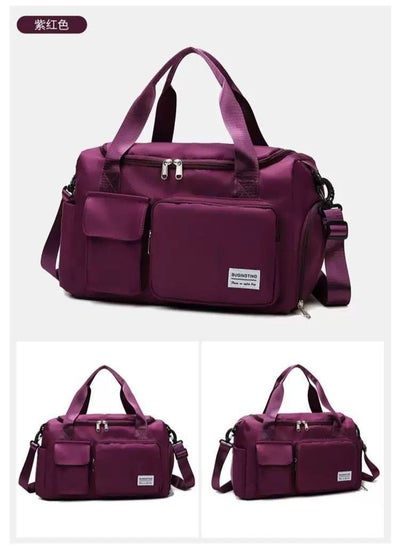 Buy Duffel bag for sports and travel, large handbag with shoe pocket, large size for the weekend, burgundy in Egypt