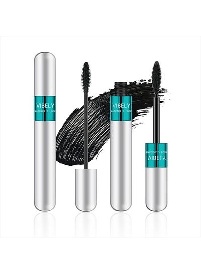 Buy 2 in 1 Mascara 5x Longer Waterproof Lash Cosmetics Natural Lengthening and Thickening Effect No Clumping Superstrong Magic 4d Silk Fiber for Vibely Mascara Makeup in UAE