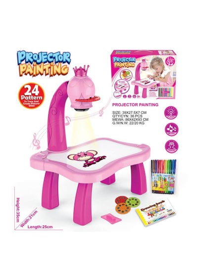 Buy Kids Painting Drawing Table Led Projector With Music in UAE