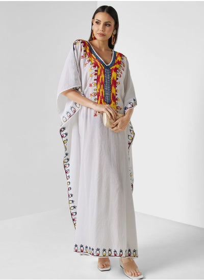 Buy Embroidered Cape Sleeve Kaftan in UAE