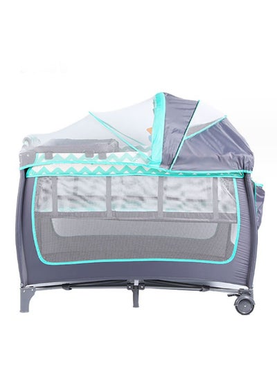 اشتري Baby Travel Cot with Mosquito Net and Changing Table Foldable Nursery Portable Baby Cradle (Blue) في السعودية