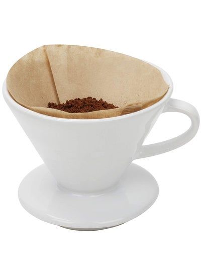 Buy Pour Over Coffee Dripper Reusable Ceramic Smooth Coffee Drip Filter Cone Fits All Coffee Cups and Mugs White in UAE