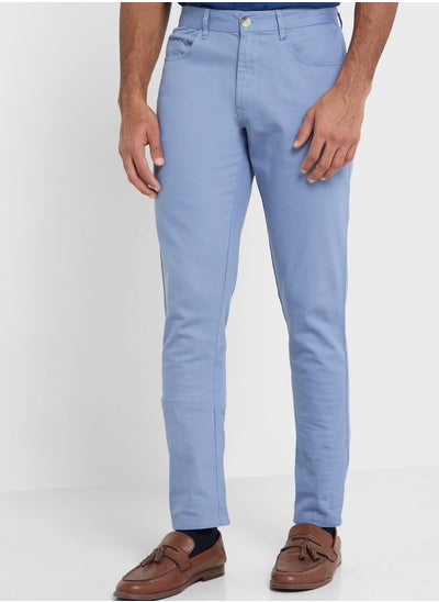 Buy Thomas Scott Men Blue Slim Fit Chinos Trousers in Saudi Arabia