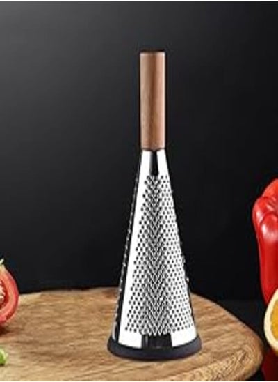 اشتري Cheese Vegetable Grater Wooden Handle Grater, Multi-Function Stainless Steel Grater, Plastic Free Kitchen Grater, Cheeseburger Vegetable Grater Carrot and Potato في مصر