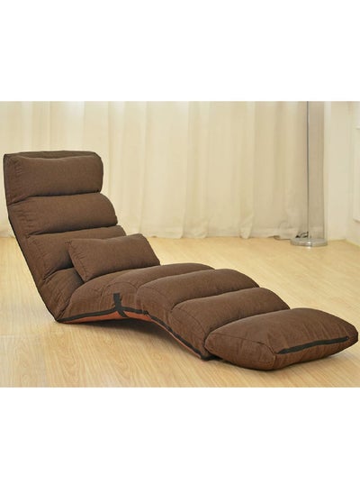 Buy Lazy Floor Chair with Back Support Backrest and Headrest Adjustable Brown in UAE