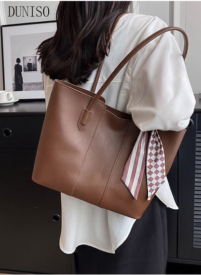 Buy Women's Shoulder Tote Bag Faux Leather Handbag for Women Large Capacity Messenger Fashionable Travel Shoulder Bag for Ladies Girls College Students in Saudi Arabia