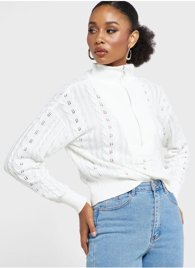 Buy Zipper Detail Sweater in Saudi Arabia