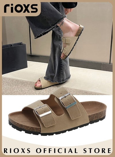 Buy Women's Lane Cork Footbed Sandals With Comfort Adjustable Slides Slippers Shoes for Indoor and Outdoor Use in UAE