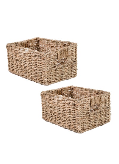 Buy FCG Home – 2 Pack - Natural Seagrass Basket Box for organizing and storage in the home, kitchen, bathroom, study, office, nursery, spa - 2 Pack in UAE