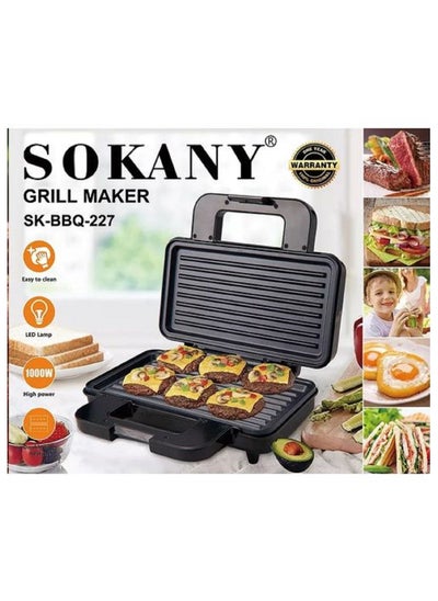 Buy Sk-bbq-227 Grill & Sandwich Maker - 1000 Watt - Double Side Heating in Egypt